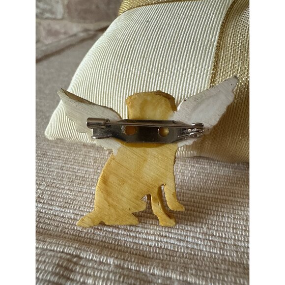 Vintage Angel Dog Canine Brooch  Pin With Wings Golden Accents Memorial - Picture 9 of 13